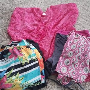 Coverup and 2 swimsuits.
